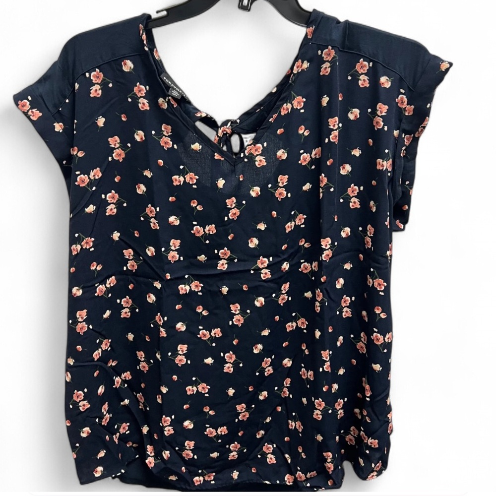 Fortune + Ivy Navy Floral Top Tie Back XXL NWOT